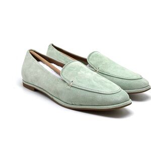 AEROSOLES Neo Gleam Light Green Suede Loafers Size 6.5